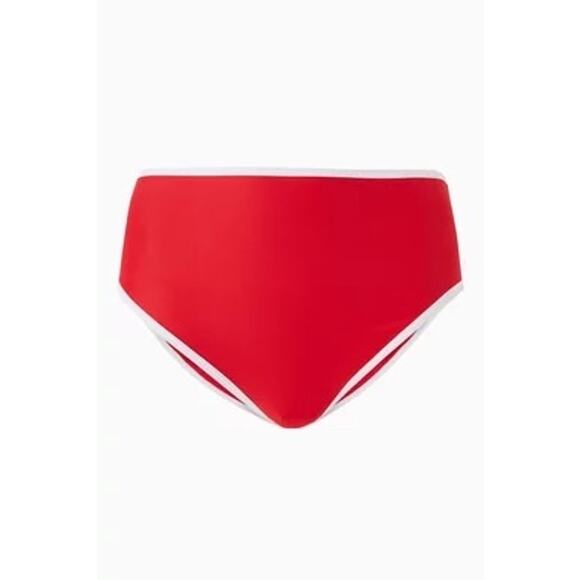 Its Now Cool Waisted Duo Bikini Briefs Stretch Nylon Red White Contrast Size 8 - Picture 11 of 11